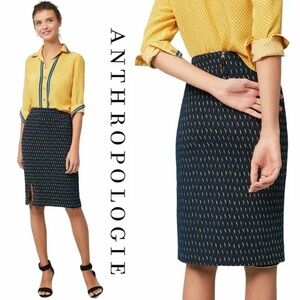 Anthropologie Maeve Hannon Textured cotton Pencil Skirt